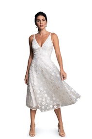 Women's Elisa Sleeveless Plunge Neckline Fit and Flare Midi Dress