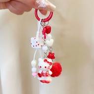 Hello Kitty Mobile Phone Chain Keychain Hand Beaded Braided ccd Camera Chain Pendant