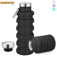 UMISTY Collapsible Water Bottle, 17oz Silicone Foldable Water Bottle, Portable Leakproof BPA Free Wi