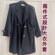 【高級精品】魅力男風衣外套中長款 雙排扣 修長 肩章設計 時尚品味 (衣長90袖55肩寬50,胸寬60cm)近新@B26 #不起皺摺，物超所值，不二價