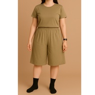 【PLUS SIZE WOMEN 6 QUARTER PANTS CS0618】Free Size Waist 26-38 Inch Plain Girl Mid Length Long Pants 