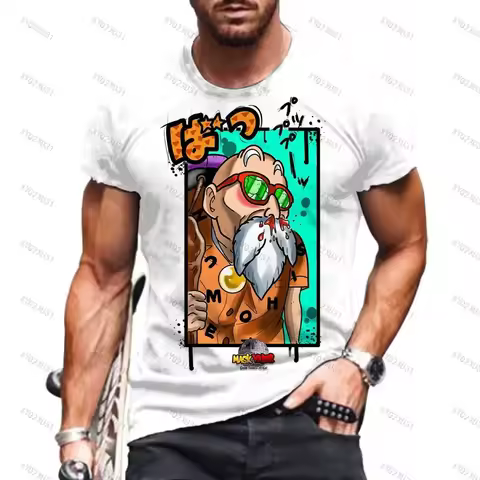 Goku Dragon Ball Z Men's T Shirt Vegeta Short Sleeved Harajuku Saiyan Anime Y2K O-collar Cool Summer