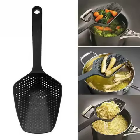 Kitchen Spoon Filter Cooking Shovel Strainer Scoop Plastic Spoon Plastic Strainer Scoop Colander Lea