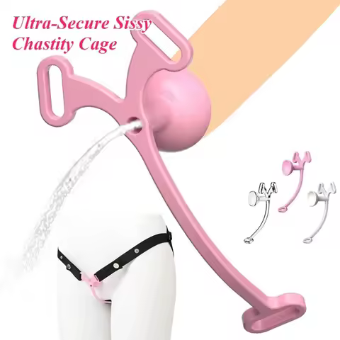 Shemale Butterfly CB Cage & Negative-Lock Urinal Belt for MtF Bondage SM Play