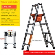 [reng] 1.4+1.4M Ladder Folding Aluminum Ladders Telescopic Ladder scaffolding Retractable Ladder For