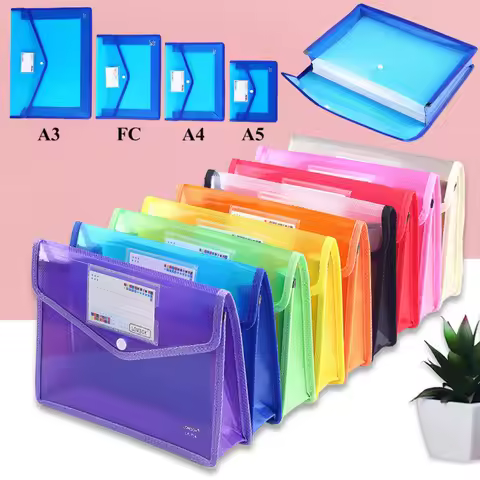 A5/A4/FC/A3 Colorful Accordion File for School Test Papers Office Documents Portable Multi-Page PP S