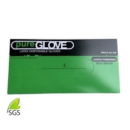 Pure glove ถุงมือยางสีขาว 100 ชิ้น/กล่อง ถุงมือแพทย์ แป้งน้อย ไซส์ Size M ของแท้100%