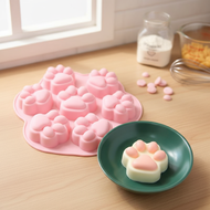 7-Cavity Cat Paw Shaped Silicone Mold for Cakes, Dog Paw Glue, Candle, Gypsum, White Jelly, Resin