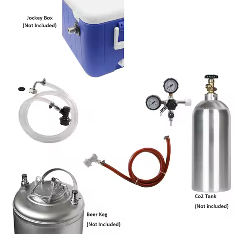 Ball Lock Jockey Box Tapping Kit 1 Line CO2 Cooler Dispensers CGA320/W21.8 Co2 Regulator Home & Even