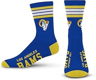 FBF - Los Angeles Rams Men's 4 Stripe Deuce Crew Socks (Medium 5-10)