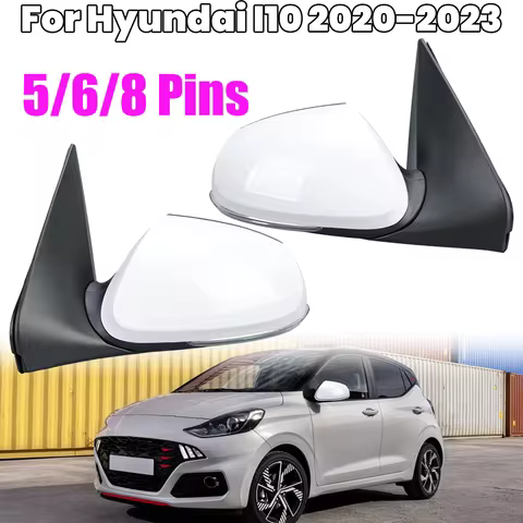 5/6/8 Pins Rearview Mirror Assembly For Hyundai i10 2020 2021 2022 2023 White Manual Folding Heated 