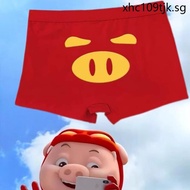 Pigman GGbond Classic Red Underwear Pure Cotton Men Cute Cartoon Boxer Briefs Funny Pants