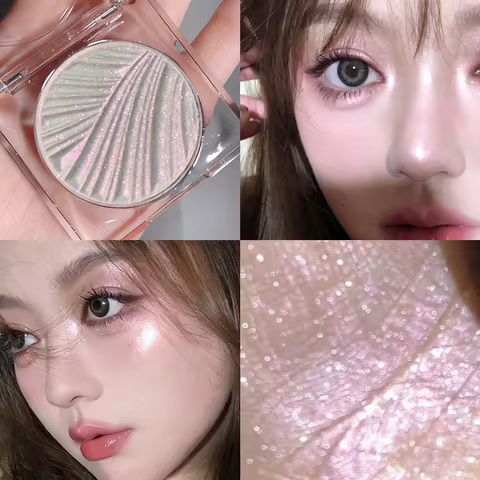 WODWOD Brightening Face Highlighter Palette Waterproof Monochrome Pearlescent White Silver Highlight