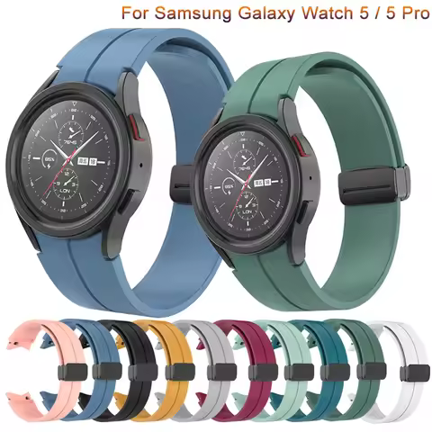 Original Silicone Strap for Samsung Watch 5/4 44mm 40mm Watch5 Pro 45mm Magnetic Buckle Band for Gal