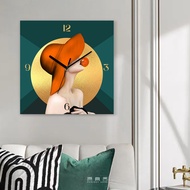 jam dinding besar Jam hiasan lukisan Lukisan hiasan mewah yang ringan, ruang tamu kreatif, bilik tid