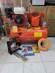 Kompresor Angin MUSTANG 1/2HP+Mesin Bensin HONDA GP160 Komplit Tambal Ban