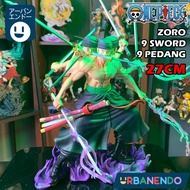 Action Figure One Piece Zoro 3 Head 9 Swords Pedang 27cm Mainan Pajangan Statue Toy