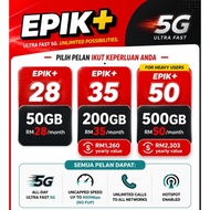 Simkad Tunetalk Epik+ Plan High Speed 4G 5G Data Besar Epik50 Epik35 Epik28