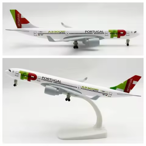 20cm Model Planes Portugal A330 Alloy Miniature Airplane With Wheels Souvenir Hobby Collection Plane