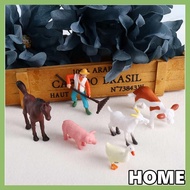 ALLGOODS Figurines Cow Goat Home Decor Animal Model Crafts Farmland Worker Fairy Garden Ornaments