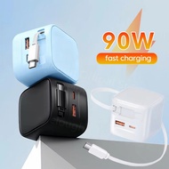 Elough 90W Super Fast Charging Charger USB Type C Mobile Phone Charger Adapter With Retractable USB 