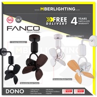 FANCO Dono 16"Corner Fan: Ceiling &amp; Wall Mounting Options with Remote