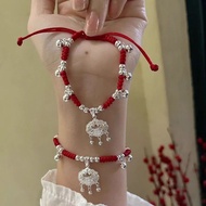 New Chinese Style Safe Lock Bell Bracelet Female Chinese Style Hand-woven Benming Year Red String Bi