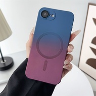 For iPhone 16e Magsafe Case Fashion Liquid Silicone Gradient Color Magnetic Charging Cover for iPhon