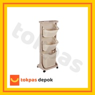 Keranjang Laundry 3 Susun Roda / Rak 3 Susun Plastik Olymplast Flexyble Trolley OFT 03