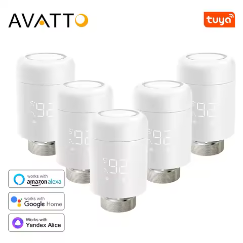 AVATTO Tuya 1-6PCS Zigbee TRV Thermostatic Radiator Actuator Valve Smart Temperature Controller Work