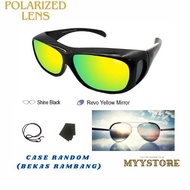 UV400 Fit over Polarized Sunglasses Anti silau cahaya Outdoor Cermin Mata Hitam