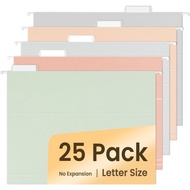 SUNEE 25 Count Hanging File Folders, Pastel Colors, Hanging File Folders Letter Size, Hanging Folder