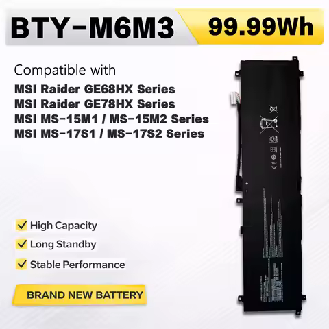 PowerHub BTY-M6M3 15.2V 99.99Wh Laptop Battery for MSI Raider GE68HX GE78HX 13VG 13VH MS-15M1 MS-15M