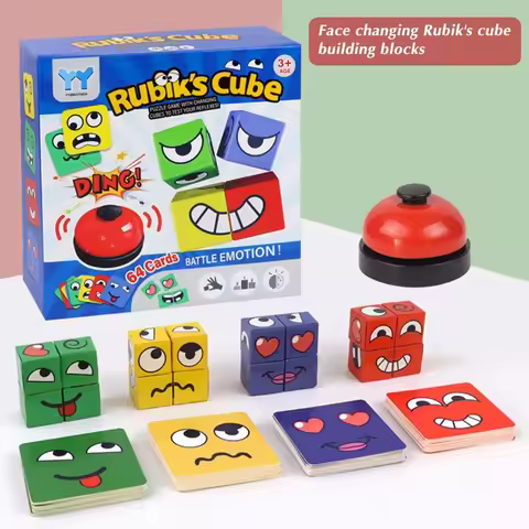 New Children's Facial Expression Changing Puzzle Building Blocks Children's Early Education Montesso