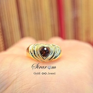 ️ 925 Sterling Silver Ring Gold Plated Decorated With Real Garnet In The Heart Shape ️Beautiful Clas