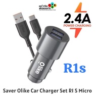 Olike Car Charger Set Car Charger Dual USB Fast Charging 2.4A Cable R1S R1C & Olikr R6C R6S Car Char