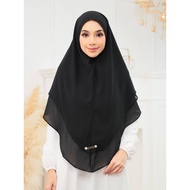 KHIMAR AZARA CHIFFON 2 LAYER BLACK AND WHITE ONLY