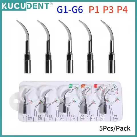 KUCUDENT 5pcs Dental Ultrasonic Scaler Tip fit for EMS/ WOODPECKER Handpiece Perio Scaling Insert Ti
