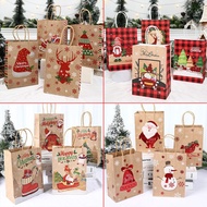 4pcs 4kind Christmas Gift Bags Kraft Paper Bags Xmas Gift Bags Santa Reindeer Candy Biscuit Cookies Bags Christmas Decorations for Home New Year Decorations 2024