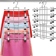 Pants Hanger with Clips, Space-Saving Hanging Clothes Organizer-6 Layers Culottes Hanger, 360 Degree