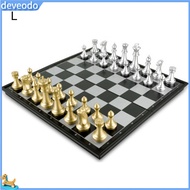 deveodo 1 Set Medieval Chess Magnetic Board Intellectual Development Golden Silver Color Foldable In