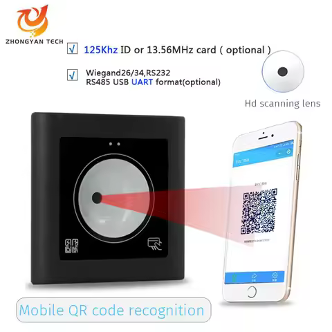 Wiegand 13.56Mhz Embedded QR Scanner RFID IC Card Reader RS232 RS485 UART Interface Access Control D