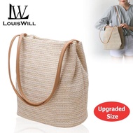 LouisWill แฟชั่นเกาหลีผู้หญิงกระเป๋าสะพายไหล่ฟางบอล Fashion Women Bucket Bag Straw Bags Woven Shoulder Bag Handbag Crossbody Bag
