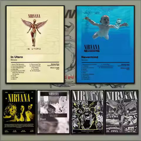 N-Nirvana Rapper Album Poster Home Living Bed Room Bar Hallway Sticky Wall Printing Waterproof Aesth