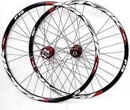Mountain Bike Wheelset, 26/27.5/29 Inch Bicycle Wheel Red (Front + Rear) Double Walled Aluminum Alloy MTB Rim Fast Release Disc Brake 32H 7-11 Speed