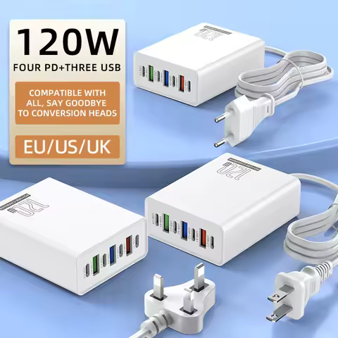 120W GaN Charger Phone Charger Power Fast Charging For iPhone Xiaomi Samsung Type C EU/US/UK Plug Wa