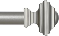 Silver Curtain Rods for Windows 28 to 48 Inch(2.3-4ft),Decorative 3/4 Inch Diameter Single Window Cu
