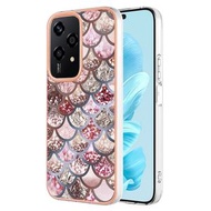 全城熱賣 - 適用於Honor 200 Lite國際版 電鍍A款邊框IMD圖案TPU防摔手機殼（粉鱗片）