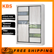 (FREE Shipping+Installation) KBS Karlsham PLYWOOD 4ft Anti Jump Sliding Door Wardrobe / W120xD54xH18