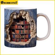 [HOT]Ceramic Bookshelf Coffee Cup Creative Room Design Bookshelf Coffee Mug 3D Effect Book Cup Library Shelf Mug